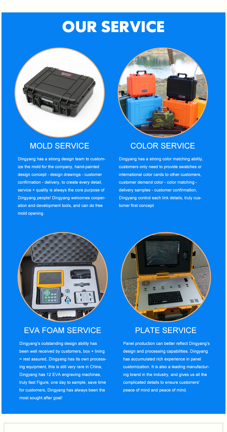 D2812 IP67 Hard Plastic Small Tool Box Waterproof Emergency Carrying  Case With Customized Foam