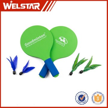 Wooden Beach Paddle with Feather Balls Wood Badminton Racket