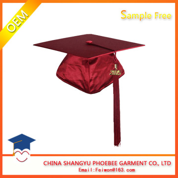 New high quality graduation marron shiny hat and tassels