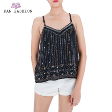 Party Black Sequin Tank Tops