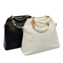 Croco Tote Leather Handbag, Available in White and Black