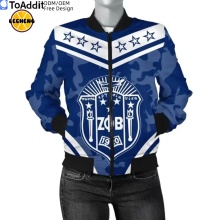 Custom Zeta Phi Beta Sorority Logo Bomber Jacket - Plus Size Coats for Women