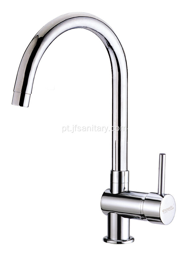 Faucet de cozinha de latão de alavanca única torneira giratória