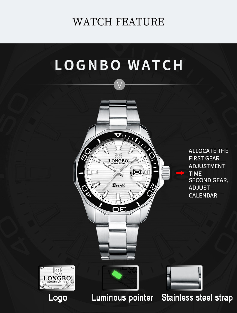 LONGBO 80512 Men Watches Top Brand Luxury Waterproof Watch Quartz Stainless Steel Wrist Watch Business reloj hombre