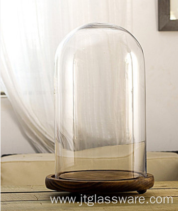 Protect Decoration Glass Dome With Wood Base