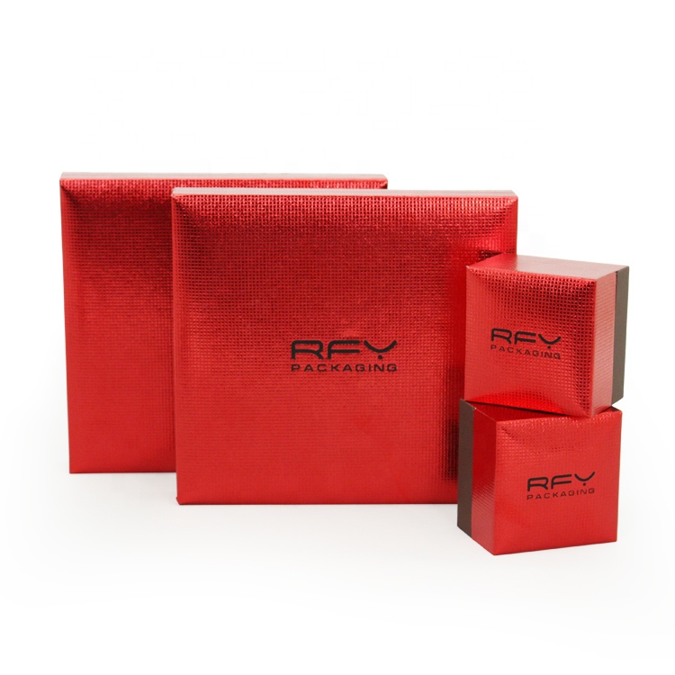 Luxury specialty red coated paper ring necklace packaging luxury custom lid and base cardboard jewelry box