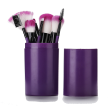 12 pieces purple makeup brush with plastic barrel
