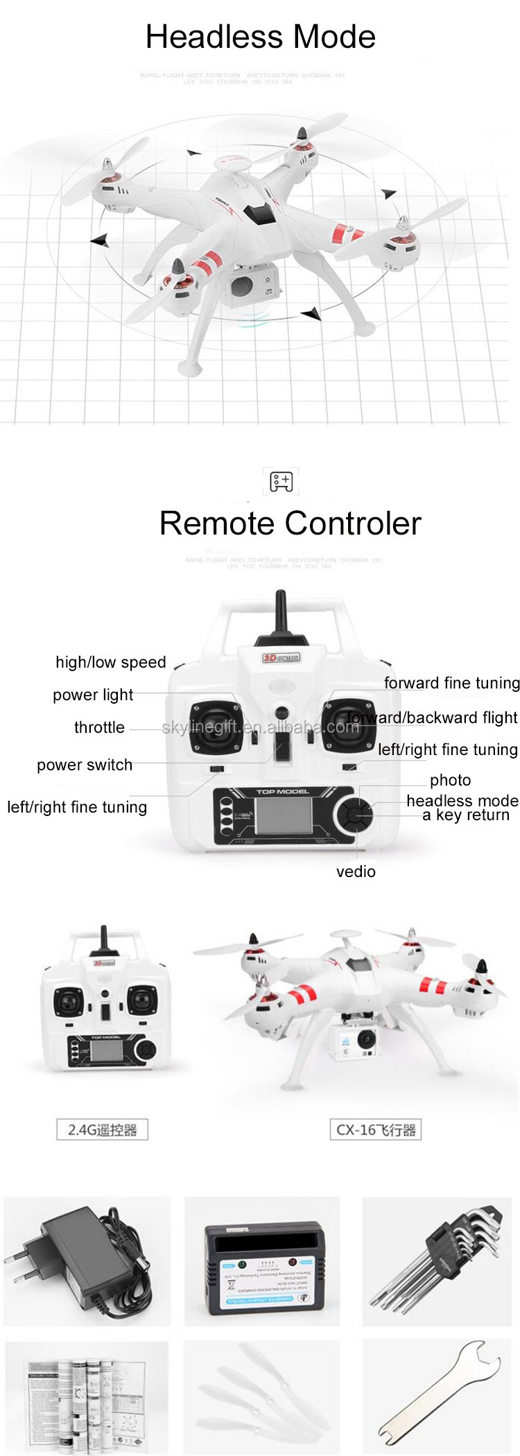 BaYang X16 big size 2.4G fpv quad brushless motor gps drone mini rc drone nano quadcopter radio control aircraft