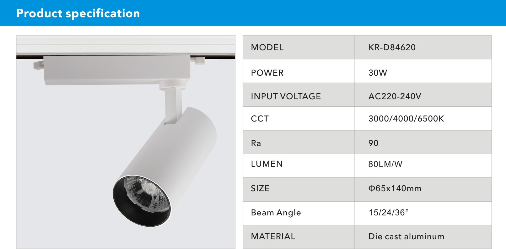 30W Supermarket LED Track Spotlights