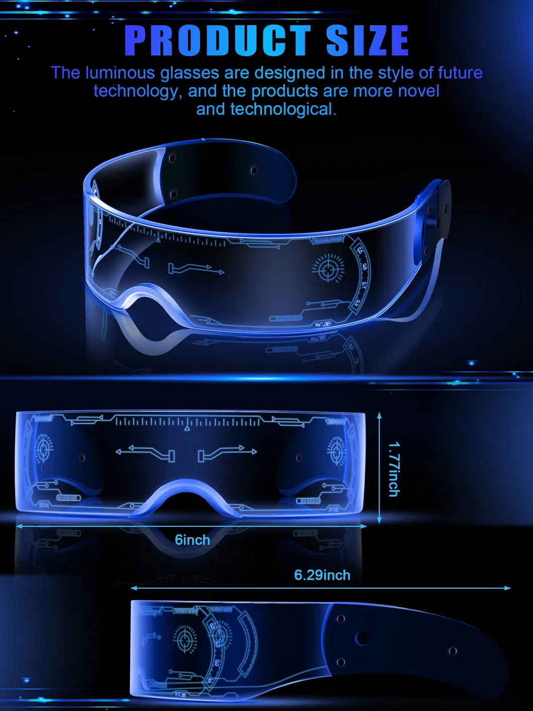 Colorful LED Night Vision Glasses High Definition Gradient Light up