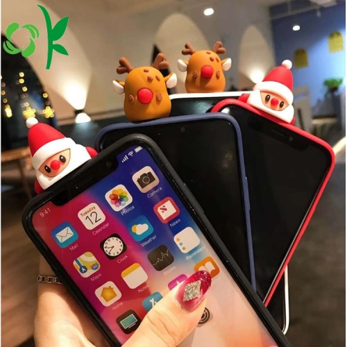 Krismas Hadiah 3D Lovely Soft Phone Shell silikon