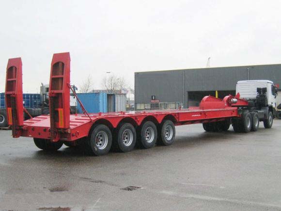 4 axle Hydraulic ladder low loader trailer