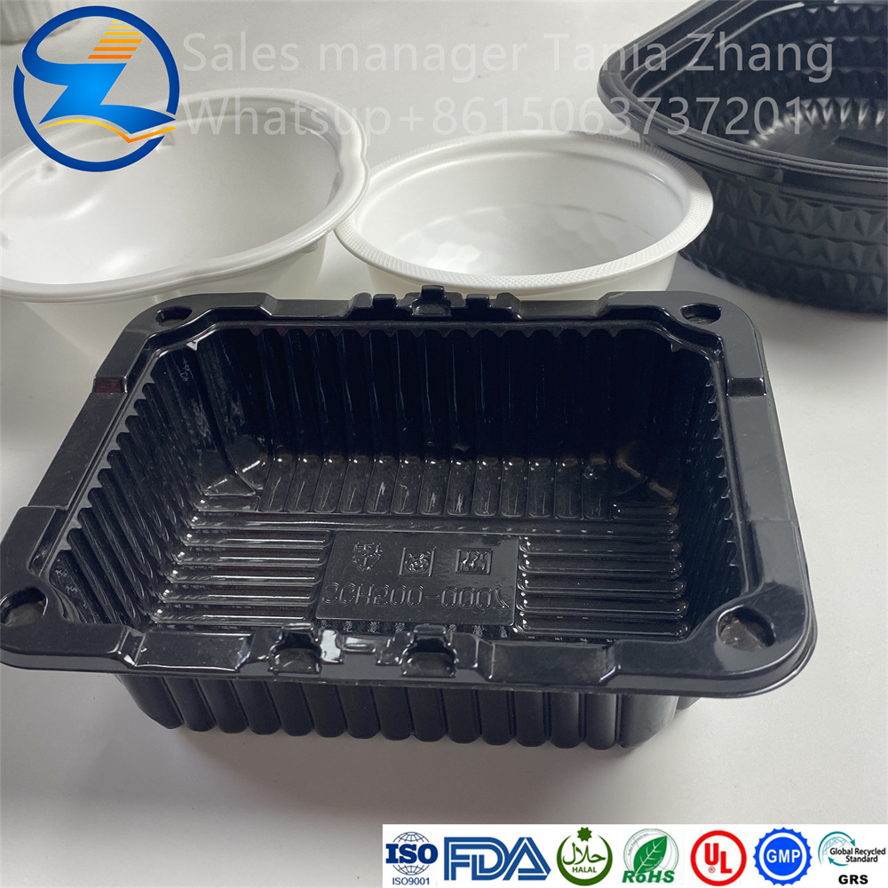 Disposable Pp Material Black Takeout Bottom Food Tray7 Jpg