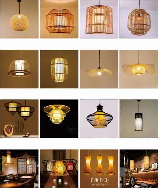 Large Rattan Bamboo Pendant Chandelier with Decorative Wicker Shade Lamp