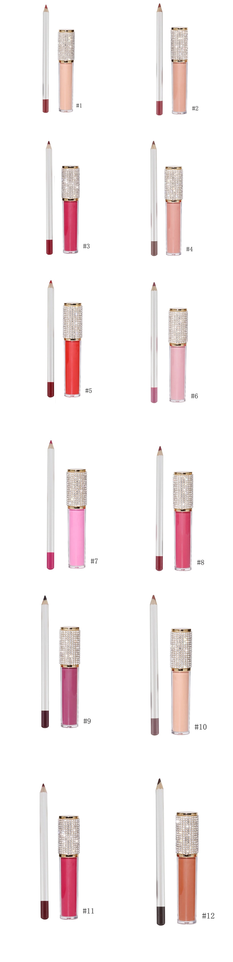 Make up Vegan Lipstick Private Label Lip Liner and Lipstick Set 2in1 Lipstick Cosmetics
