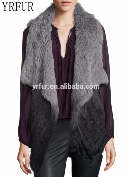 YR677A Tongxiang Fur knitted rabbit fur vest Cassandra Ombre Rabbit Fur Vest