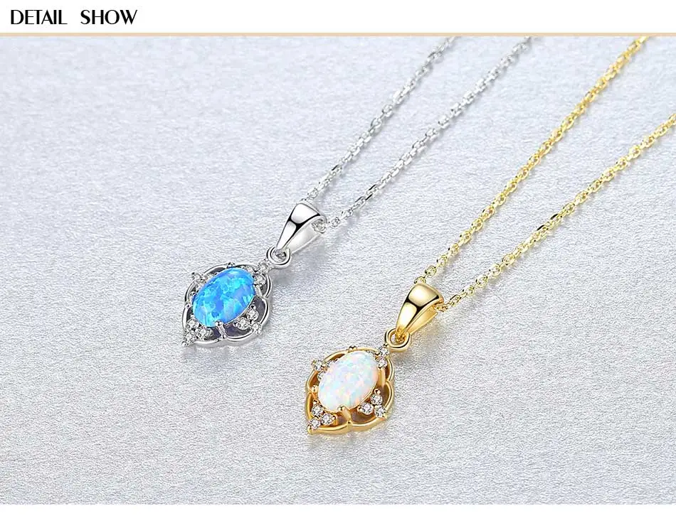 S925 Silver CZ Colorful Fire Opal Pendant Necklace