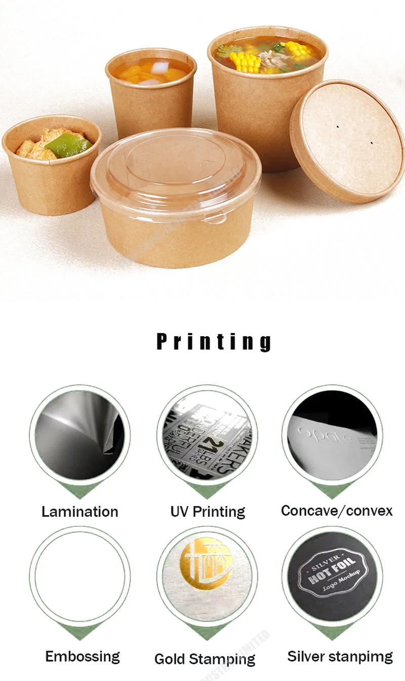 High Quality Envases Biodegradables 1500ml Custom Printed Kraft Paper Salad Packaging Cup Bowl