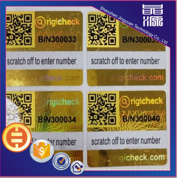 Series Number Security Label Sticker