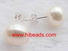 Flat white freshwater pearl earrings FPE0003