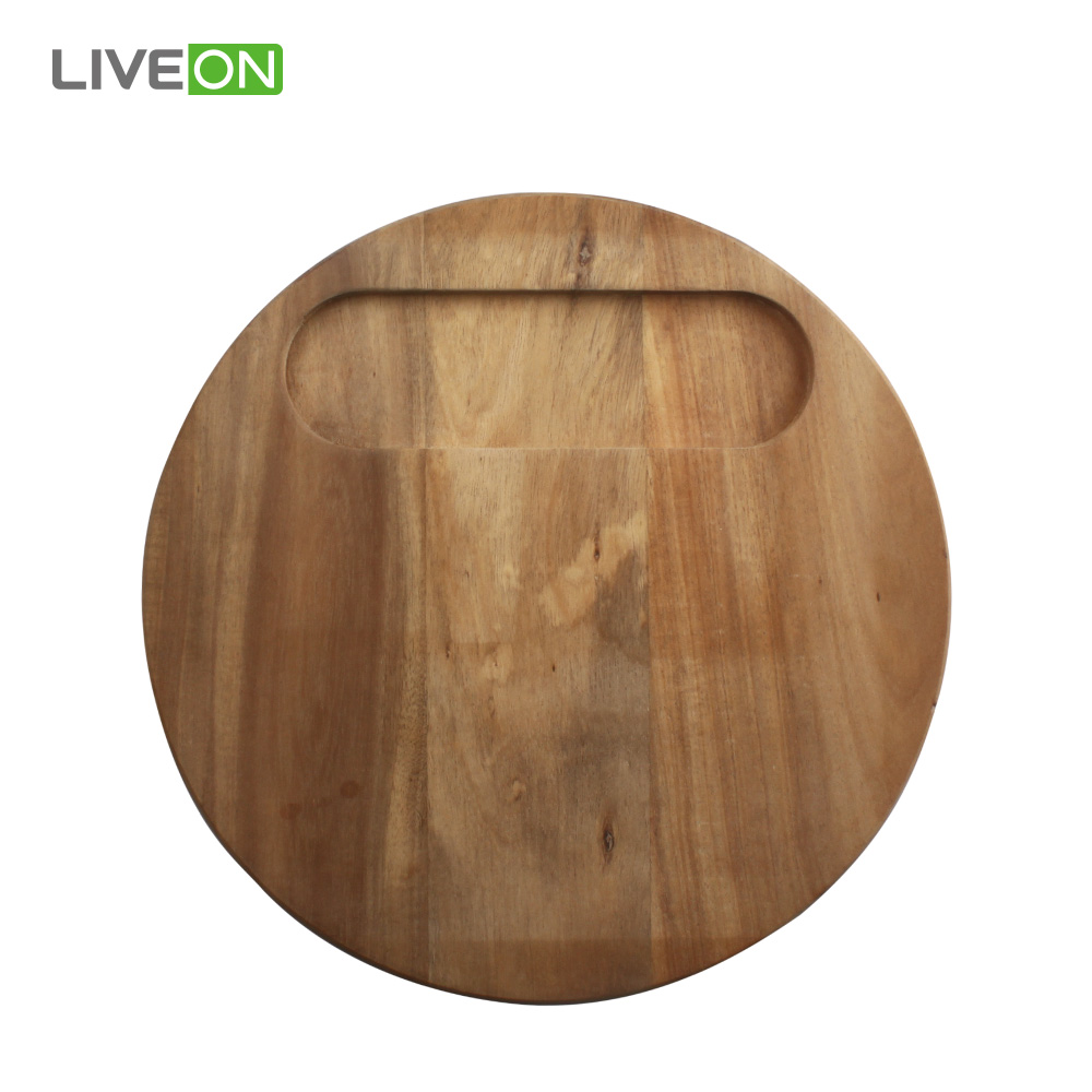 Round Acacia Wood Cheese Knife Board