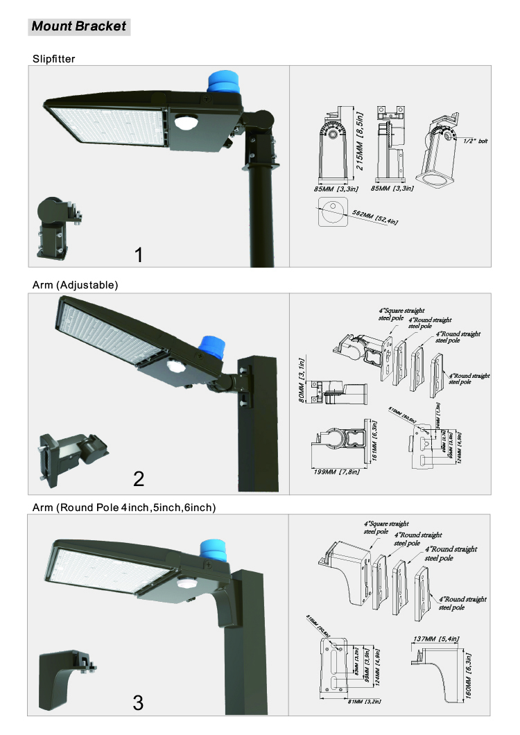 Top-rated American Outdoor Slip fitter Mount Area Lighting Fixture, Photocell Commercial 300W Parking Lot Lighting 39000LM