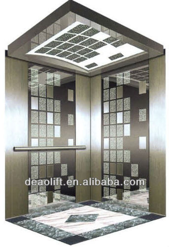 Machine Room Lift passenger lift With Mirror& Etching Stainless Steel