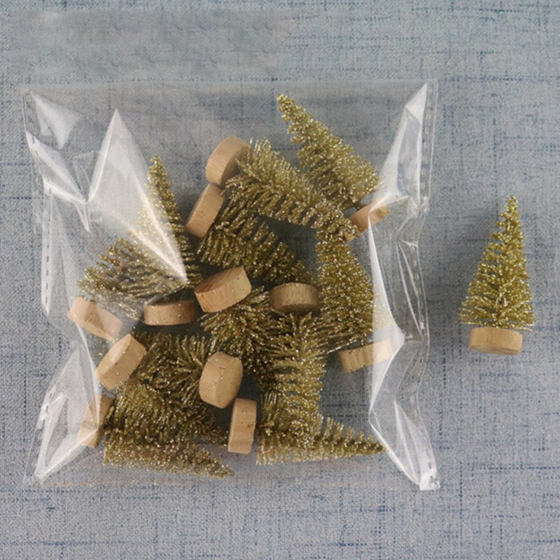 12 Piece Mini Christmas Tree Sisal Silk Cedar - Decoration Small Christmas Tree - Gold S Blue Green White Mini Tree