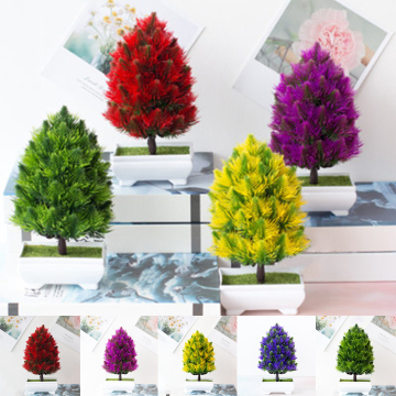 1*Artificial Pot Plant Plastic Fake Artificial Pot Plant Bonsai Potted Pine Tree FOR Home/Office Decor