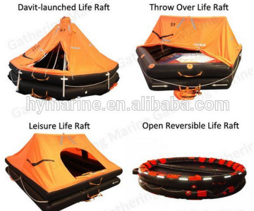 Marine safety davit launched inflatable life raft with davit