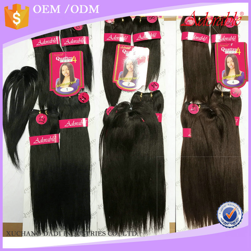 Adorable factory price Quattro yaki wave 4pcs color 2,yaki straight synthetic hair weaving,heat resistant fiber like human hair