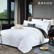 Hotel Grade White Satin Stripe Bed Linen Set