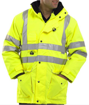 Reflective safety yellow coat