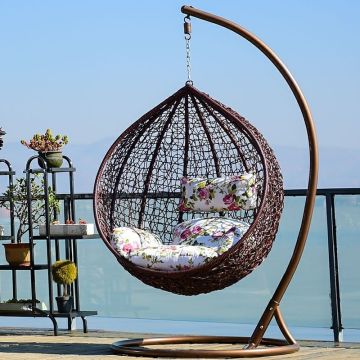 Factory Cheap Outdoor PE Rattan Hanging Swing Chairs