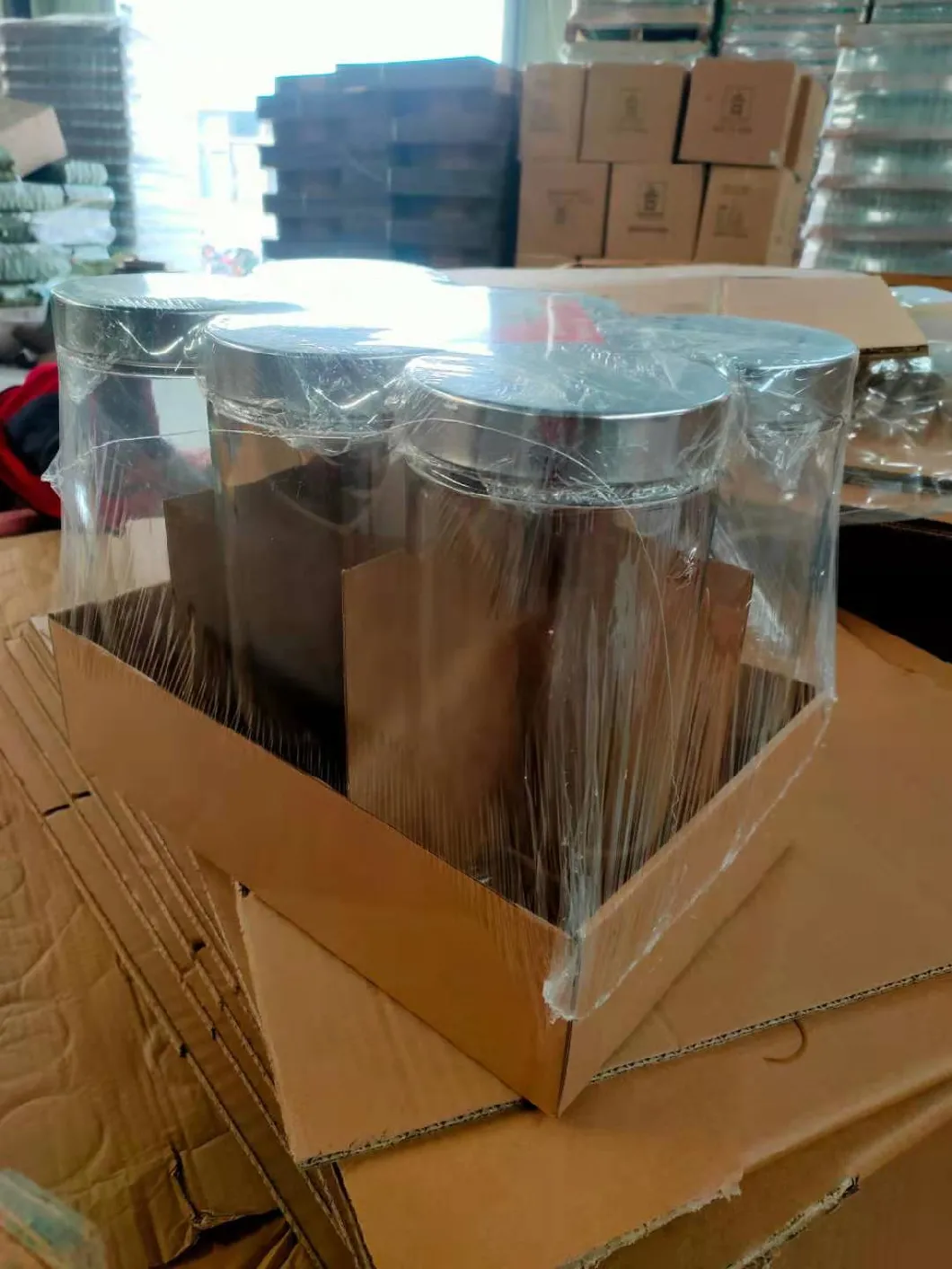 Large Square Glass Storage Jars for Home/Food Shop Storage& Organization with Metal Lids, FDA