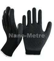 NMSAFETY polyester liner coated blue latex black glove for construction work