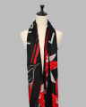 100% Wol Black Red Printing Lady Scarf