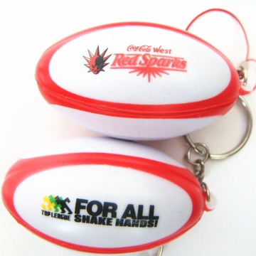 PU Rugby Stress Ball Key Chain Football Foam Ball Key Ring