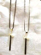 Fashion Necklace, Brass Pearl Pendant Necklace, PT2110.