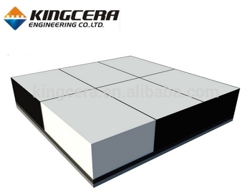 50mm-thick ZTA tile 7mm-thick rubber cushion 6mm-steel backed wearplate