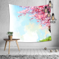 Sakura Tapestry Flower Cherry Blossoms Hand Painted Wall Hanging Nature Spring Wall Tapestry for Livingroom Bedroom Home Dorm De