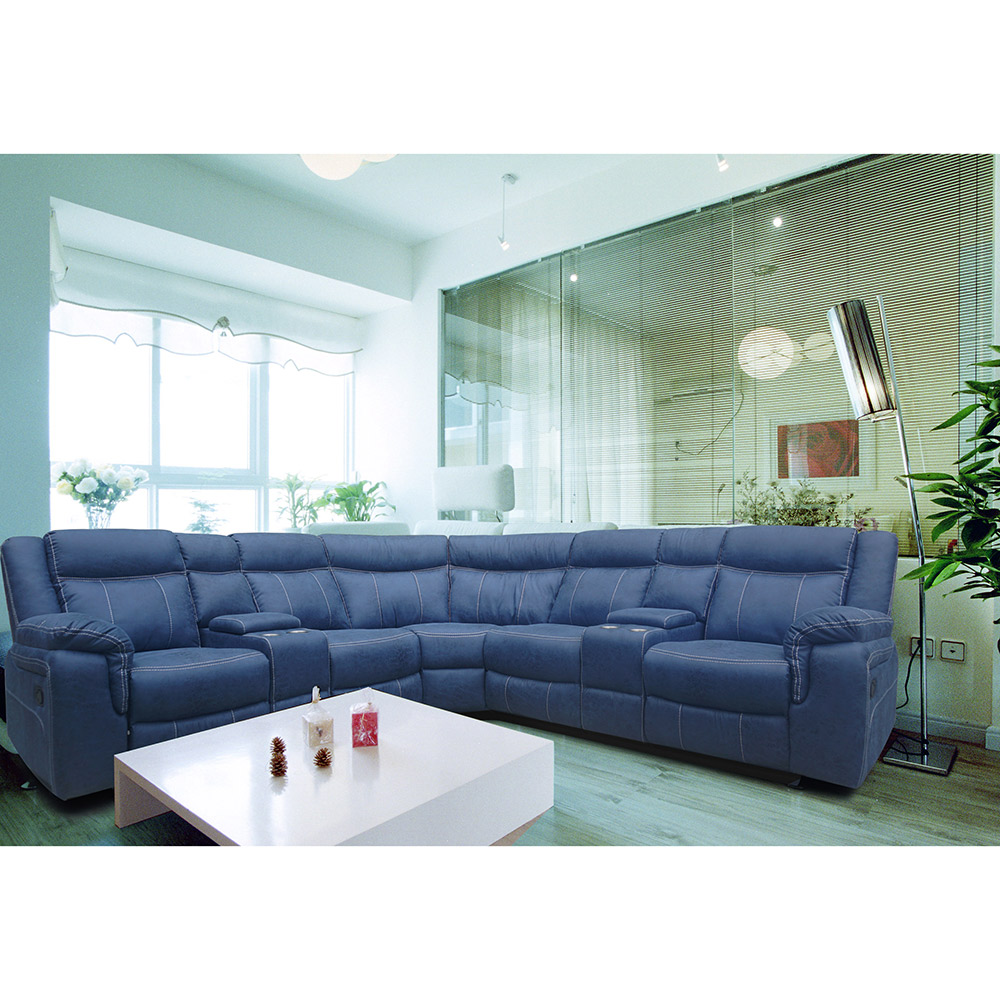 Curved Corner Sofa with Manual Recliners