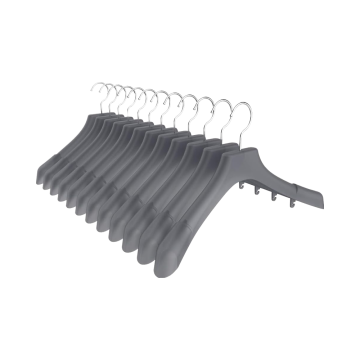 Extra Wide 12-Pack Translucent Grey Suit Hangers - Notched Shoulders & Swivel Hooks