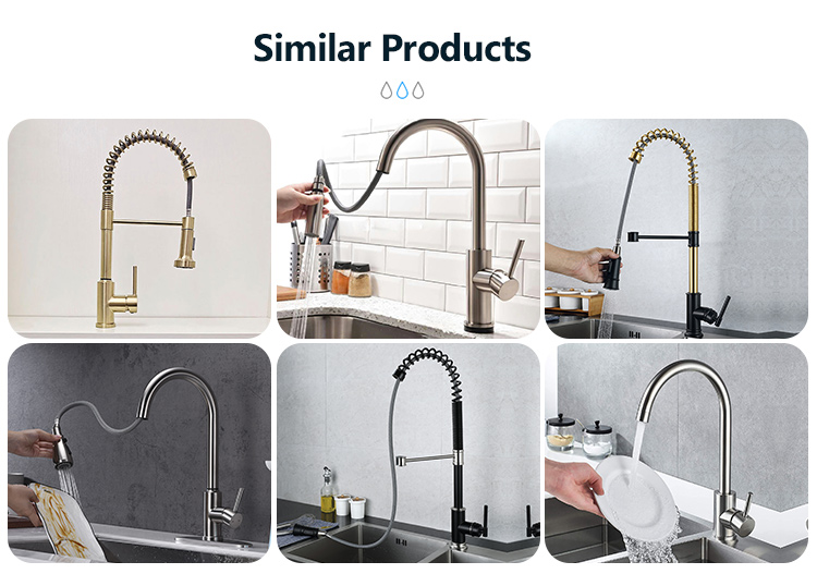 Popular CUPC Pulldown Spring Kitchen Faucet Durable Brass Single Handle Water Mixer Tap Faucets