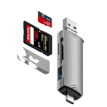6-in-1 Card Reader Micro mini SD TF Plastic ABS External USB Type-C Card Reader