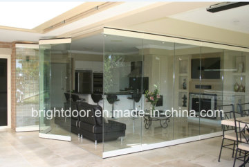 Exterior Frameless Glass Partitioning Folding Frameless Door