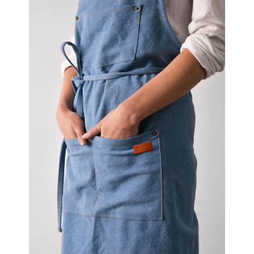 Nordic custom LOGO denim sleeveless neck apron