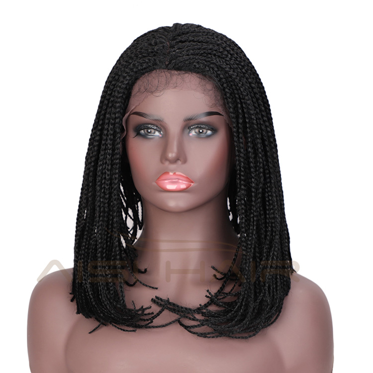 Aisi Hair 16 Inch Vendor Cheap Wholesale Afro Twist Box Braided Lace Frontal Wigs Synthetic Hair For Black Women Lace Front Wig