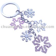 Fashion Metal Snowflake Diamond Keychain