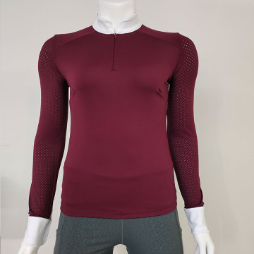 Burgundy Zip Show Shirts Women's Horse Riding Apparel